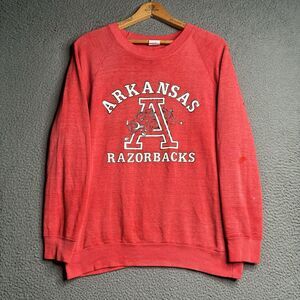 Vintage Arkansas Razorbacks Raglan Sweatshirt Men's Large University 80s Burnout